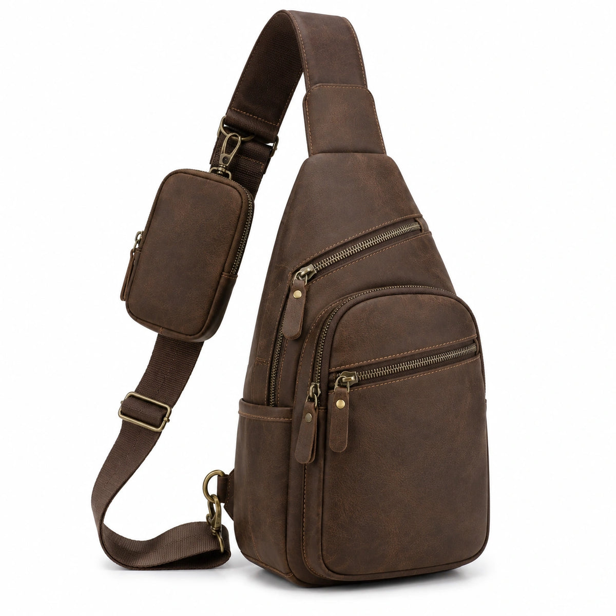 Borsa a tracolla 18 x 8 x 32 cm in similpelle marrone con tasche multiple
