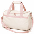 Borsone da viaggio 45 x 25 x 25 cm in tessuto sintetico beige e rosa con tracolla regolabile