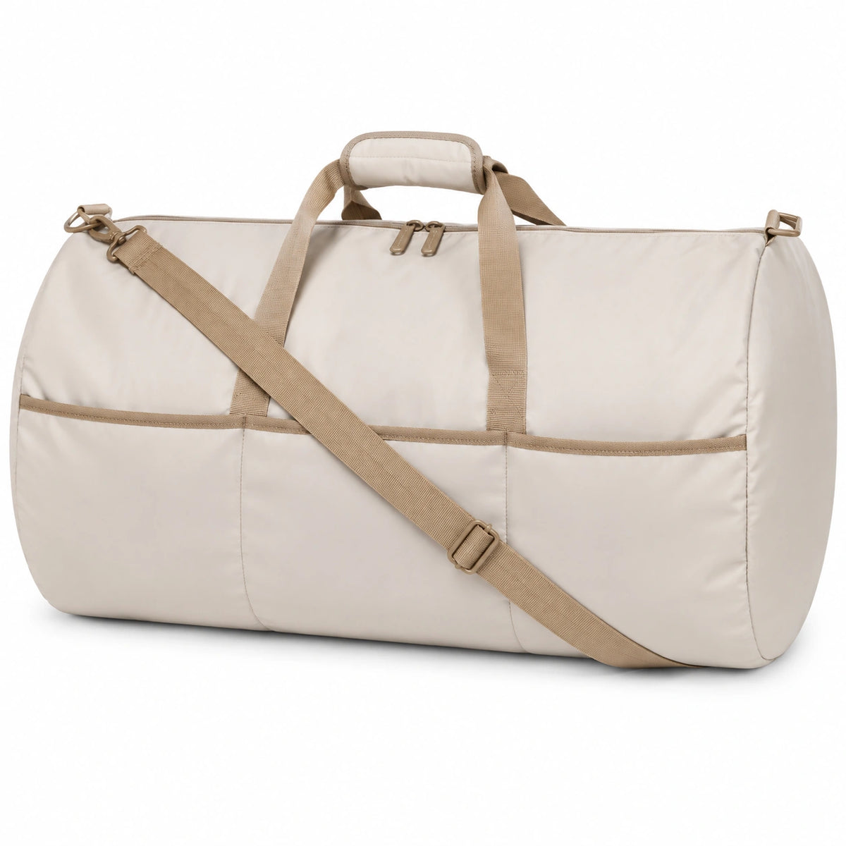 Borsa da viaggio 50 x 25 x 28 cm in tessuto sintetico beige con tracolla regolabile