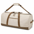 Borsone da viaggio 55 cm in tessuto beige e marrone con tracolla regolabile