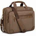 Borsa portadocumenti 40 x 30 x 12 cm in tessuto marrone con tracolla rimovibile