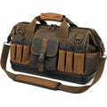 Borsa portautensili 45 x 25 x 30 cm in tessuto marrone e nero con tracolla