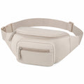 Marsupio 30 x 8 x 16 cm in similpelle beige con tasche zip stile urbano
