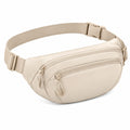 Marsupio 30 x 15 cm in tessuto sintetico beige con cintura regolabile e tasche con zip