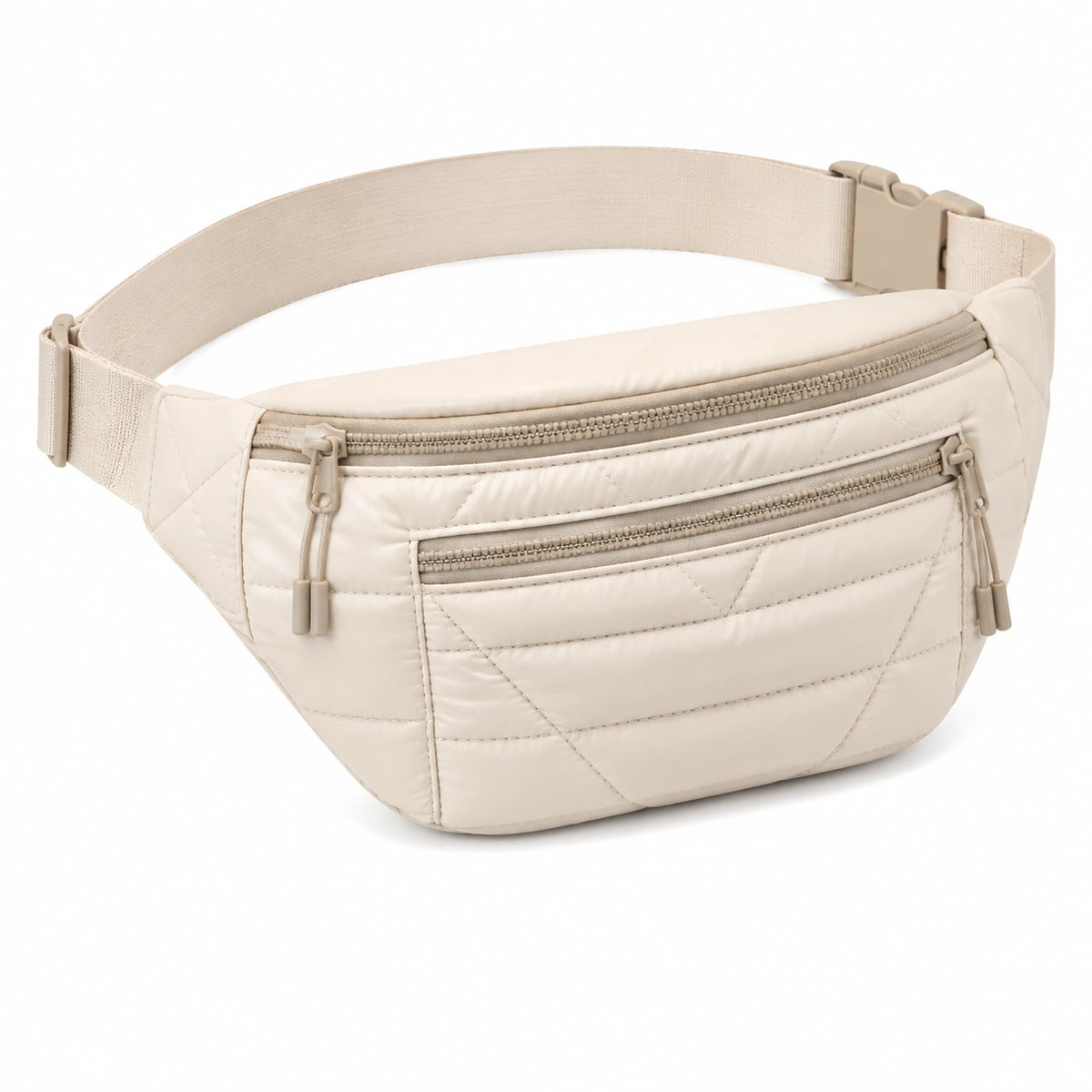 Marsupio taglia unica in tessuto sintetico beige trapuntato con cintura regolabile