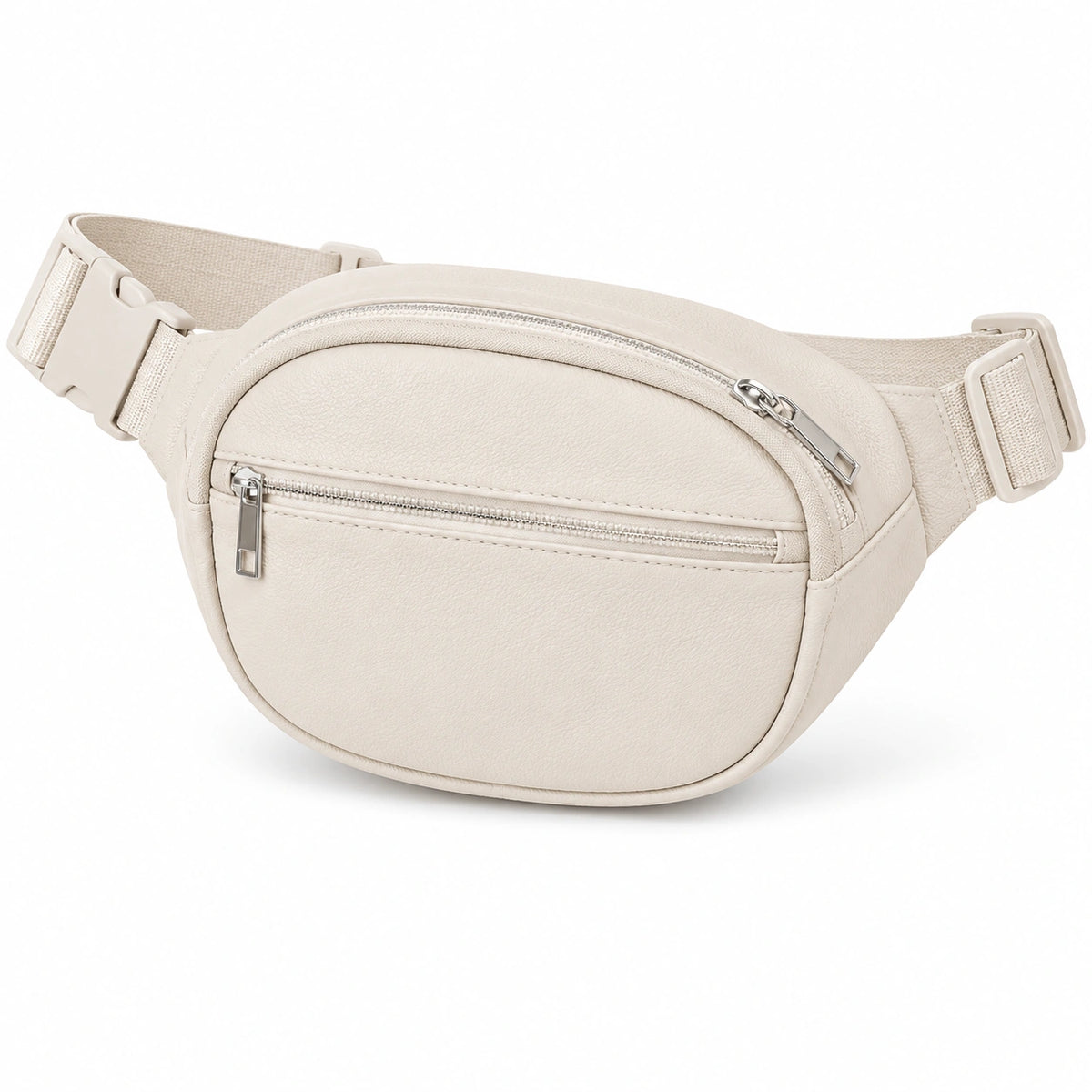 Marsupio 30 x 15 x 8 cm in materiale sintetico beige con tasche zip regolabile