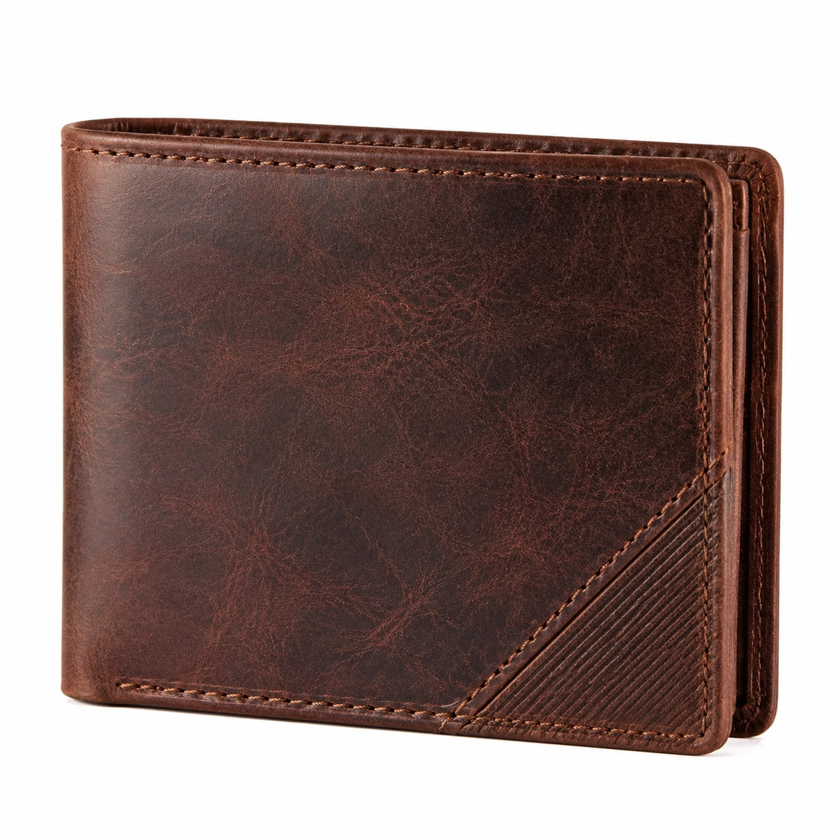 Portafoglio da uomo 12 x 9.5 x 2 cm in pelle marrone stile vintage