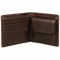 Portafoglio pieghevole 12 x 9.5 x 2 cm effetto pelle marrone con portatessere