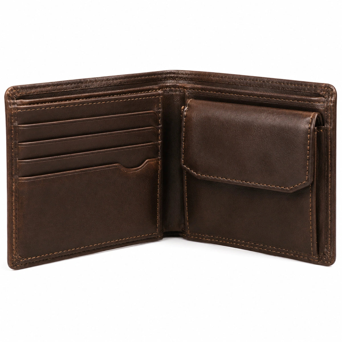 Portafoglio pieghevole 12 x 9.5 x 2 cm effetto pelle marrone con portatessere