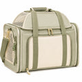 Borsa trasportino per animali 45 x 28 x 30 cm in tessuto verde salvia e beige con rete ventilata