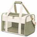 Borsa trasporto animali 50 x 30 x 30 cm in tessuto e rete verde salvia crema con tracolla