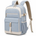Zaino 30 x 18 x 45 cm in tessuto azzurro e beige per scuola stile urbano